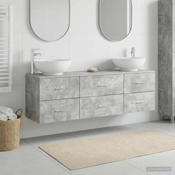 Kylpyhuonekalustesetti 3 kpl Betoninharmaa 49,5 x 44,5 x 65 cm