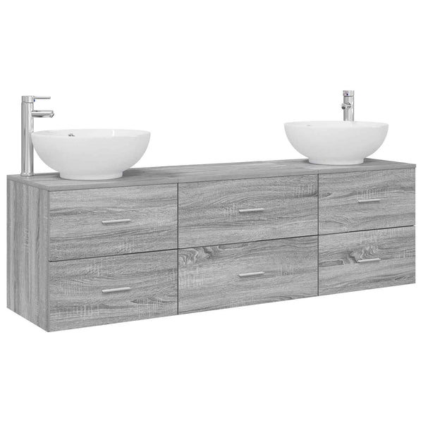 Kylpyhuonekalustesetti 3 kpl Harmaa Sonoma 49,5 x 44,5 x 65 cm