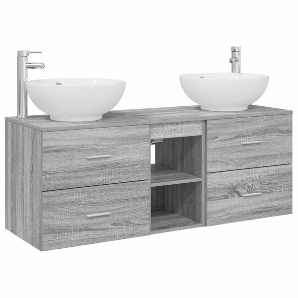 Kylpyhuonekalustesetti 3 kpl Harmaa Sonoma 129 x 44,5 x 80 cm