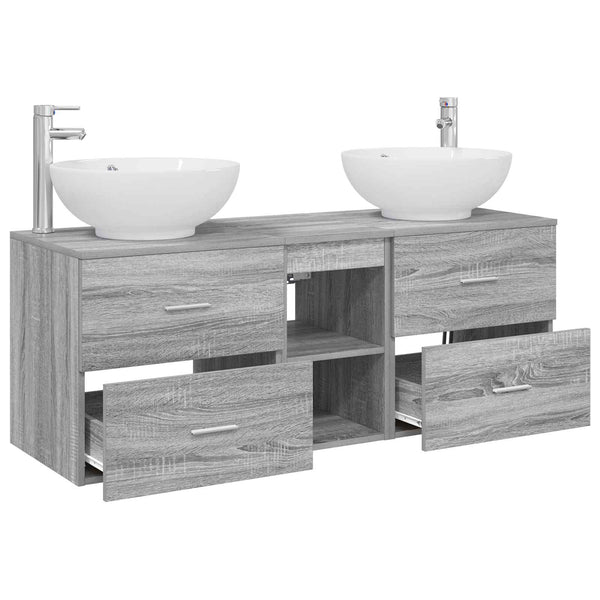 Kylpyhuonekalustesetti 3 kpl Harmaa Sonoma 129 x 44,5 x 80 cm