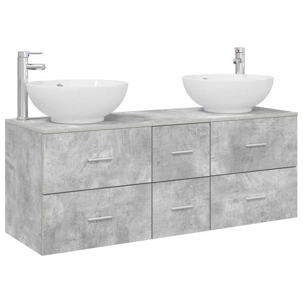 Kylpyhuonekalustesetti 3 kpl Betoninharmaa 129 x 44,5 x 80 cm