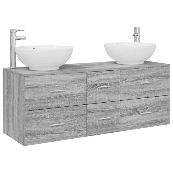 Kylpyhuonekalustesetti 3 kpl Harmaa Sonoma 129 x 44,5 x 80 cm