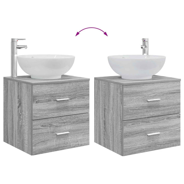 Kylpyhuonekalustesetti 3 kpl Harmaa Sonoma 129 x 44,5 x 80 cm