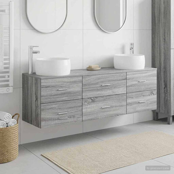 Kylpyhuonekalustesetti 3 kpl Harmaa Sonoma 49,5 x 44,5 x 66 cm