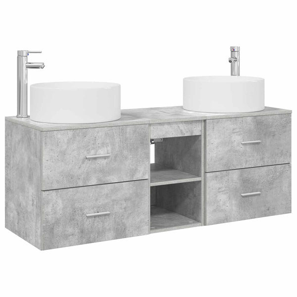 Kylpyhuonekalustesetti 3 kpl Betoninharmaa 129 x 44,5 x 80 cm