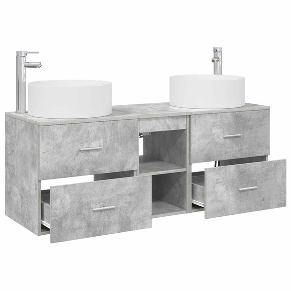 Kylpyhuonekalustesetti 3 kpl Betoninharmaa 129 x 44,5 x 80 cm
