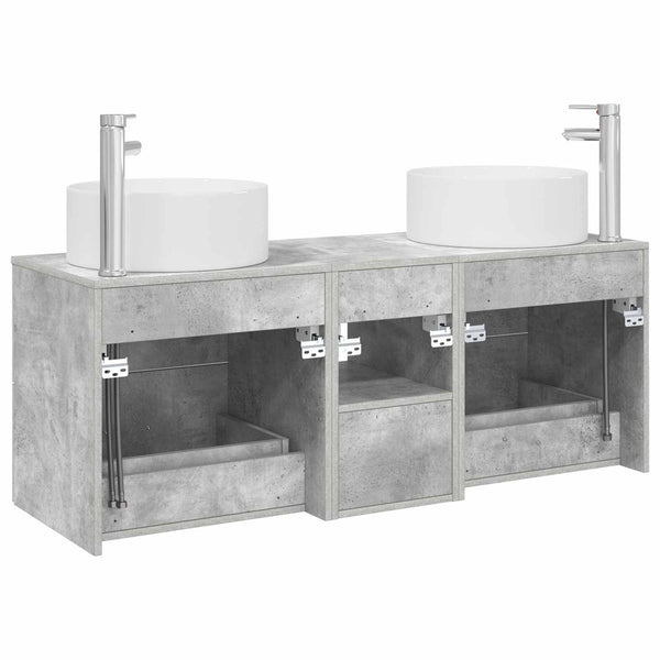 Kylpyhuonekalustesetti 3 kpl Betoninharmaa 129 x 44,5 x 80 cm