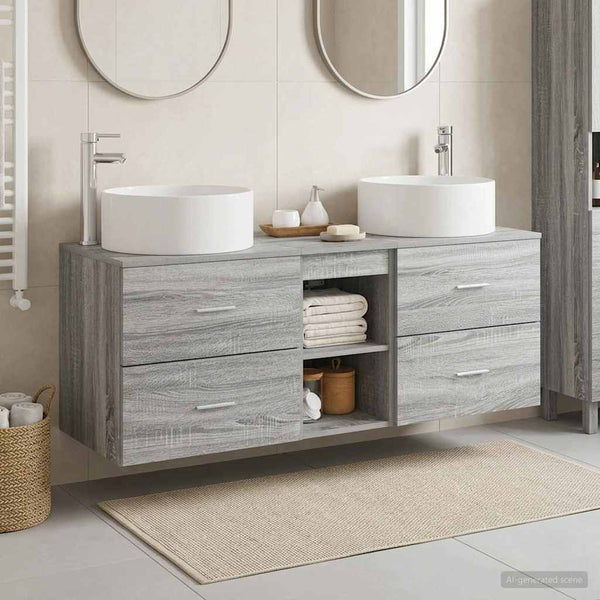 Kylpyhuonekalustesetti 3 kpl Harmaa Sonoma 129 x 44,5 x 80 cm