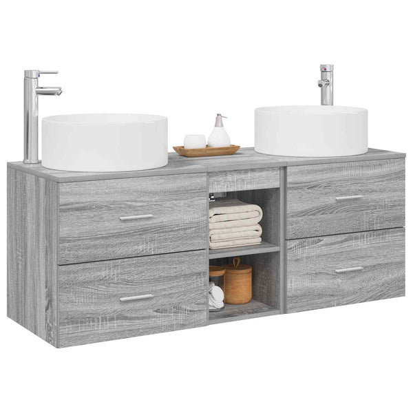 Kylpyhuonekalustesetti 3 kpl Harmaa Sonoma 129 x 44,5 x 80 cm