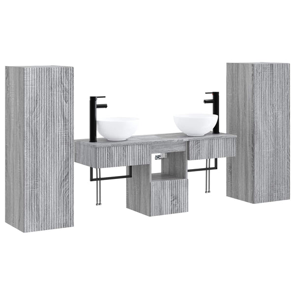 Kylpyhuonekalustesetti 5 kpl Harmaa Sonoma 33 x 34,5 x 100 cm