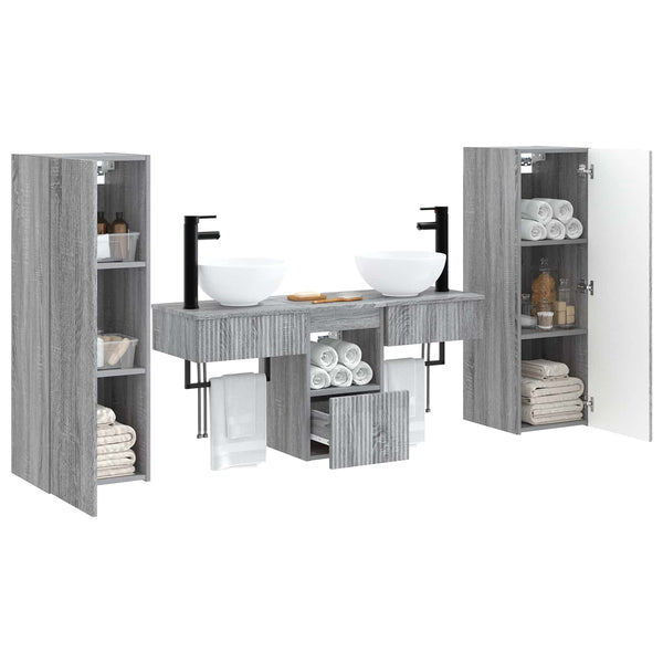Kylpyhuonekalustesetti 5 kpl Harmaa Sonoma 33 x 34,5 x 100 cm