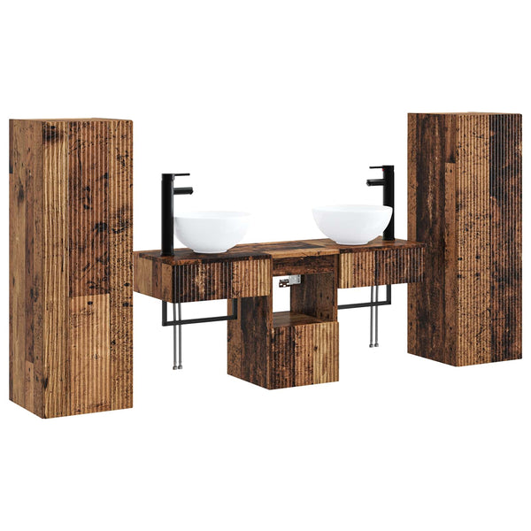 Kylpyhuonekalustesetti 5 kpl Vanha puu 33 x 34,5 x 100 cm