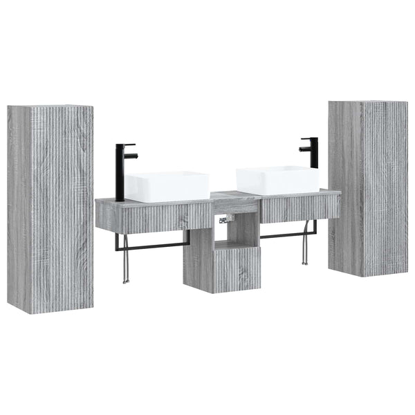 Kylpyhuonekalustesetti 5 kpl Harmaa Sonoma 33 x 34,5 x 100 cm