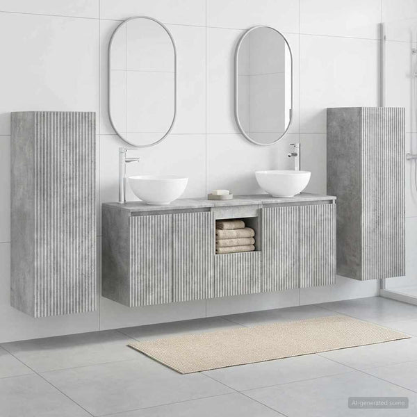 Kylpyhuonekalustesetti 5 kpl Betoninharmaa 33 x 34,5 x 100 cm