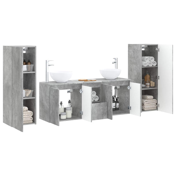 Kylpyhuonekalustesetti 5 kpl Betoninharmaa 33 x 34,5 x 100 cm