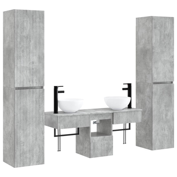Kylpyhuonekalustesetti 5 kpl Betoninharmaa 33 x 34,5 x 160 cm