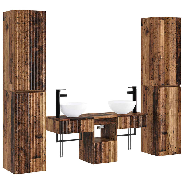 Kylpyhuonekalustesetti 5 kpl Vanha puu 33 x 34,5 x 160 cm