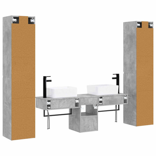 Kylpyhuonekalustesetti 5 kpl Betoninharmaa 33 x 34,5 x 160 cm