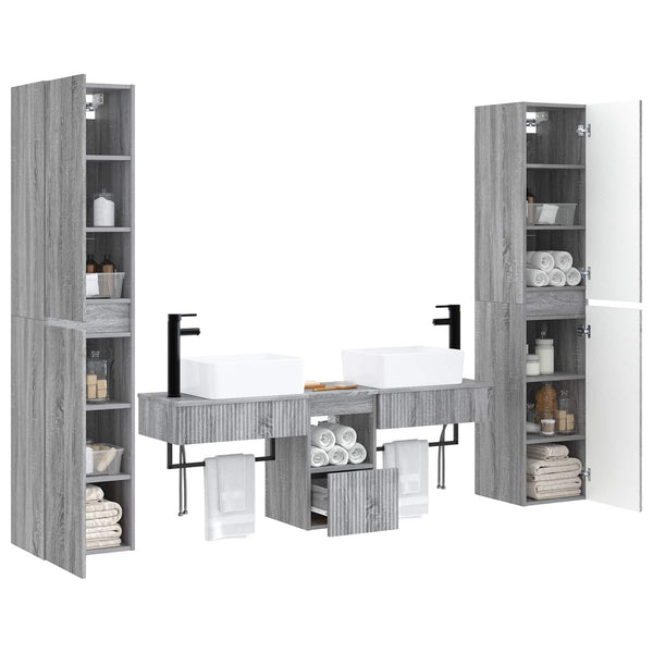 Kylpyhuonekalustesetti 5 kpl Harmaa Sonoma 33 x 34,5 x 160 cm