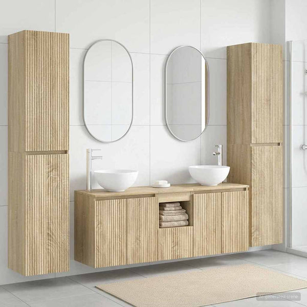 Kylpyhuonekalustesetti 5 kpl Sonoma-tammi 33 x 34,5 x 160 cm