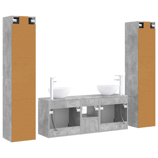 Kylpyhuonekalustesetti 5 kpl Betoninharmaa 33 x 34,5 x 160 cm
