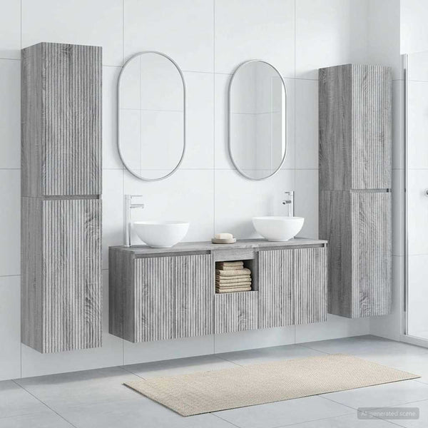 Kylpyhuonekalustesetti 5 kpl Harmaa Sonoma 33 x 34,5 x 160 cm