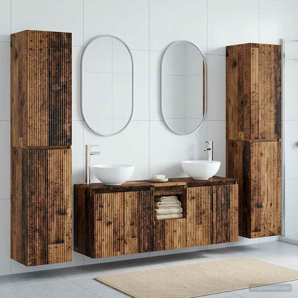 Kylpyhuonekalustesetti 5 kpl Vanha puu 33 x 34,5 x 160 cm