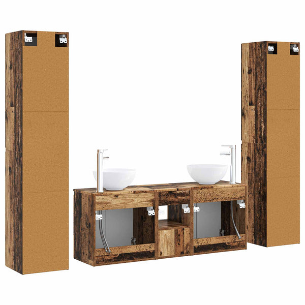 Kylpyhuonekalustesetti 5 kpl Vanha puu 33 x 34,5 x 160 cm