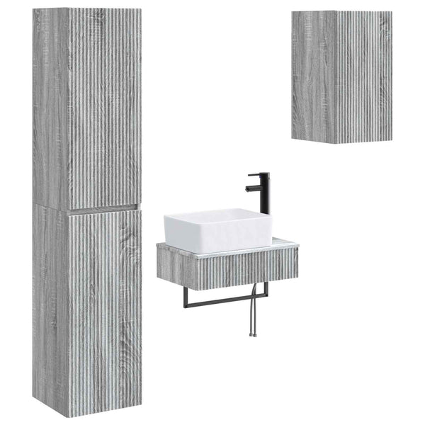 Kylpyhuonekalustesetti 3 kpl Harmaa Sonoma 33 x 34,5 x 160 cm
