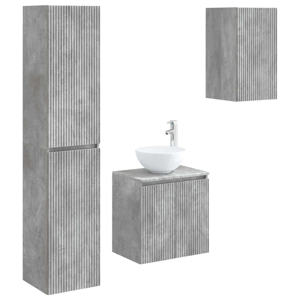 Kylpyhuonekalustesetti 3 kpl Betoninharmaa 33 x 34,5 x 160 cm