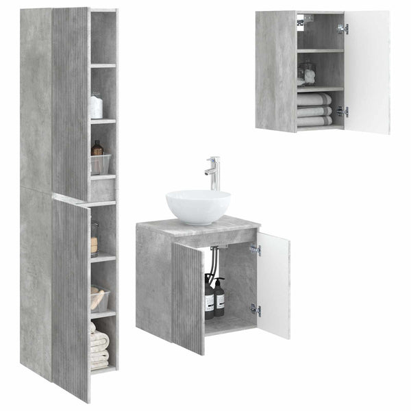 Kylpyhuonekalustesetti 3 kpl Betoninharmaa 33 x 34,5 x 160 cm