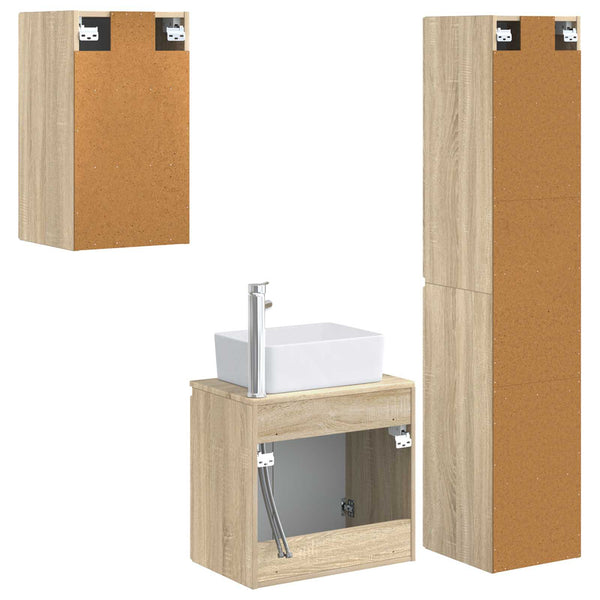 Kylpyhuonekalustesetti 3 kpl Sonoma-tammi 33 x 34,5 x 160 cm
