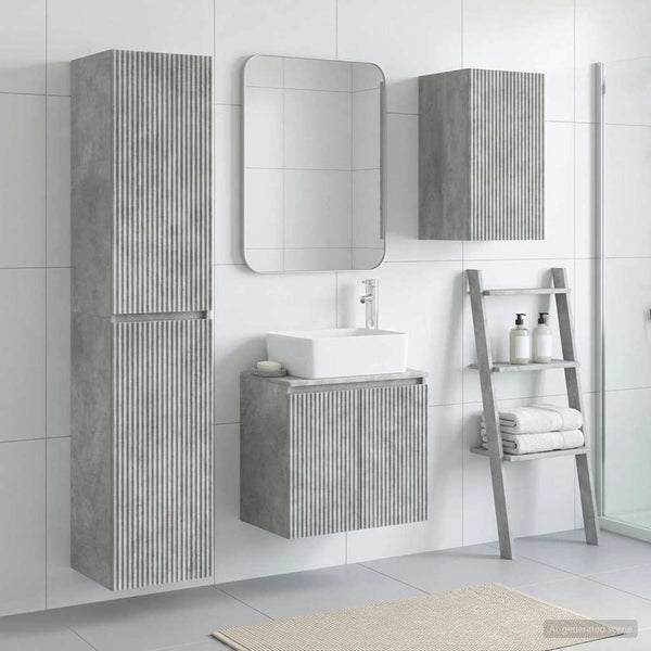 Kylpyhuonekalustesetti 3 kpl Betoninharmaa 33 x 34,5 x 160 cm