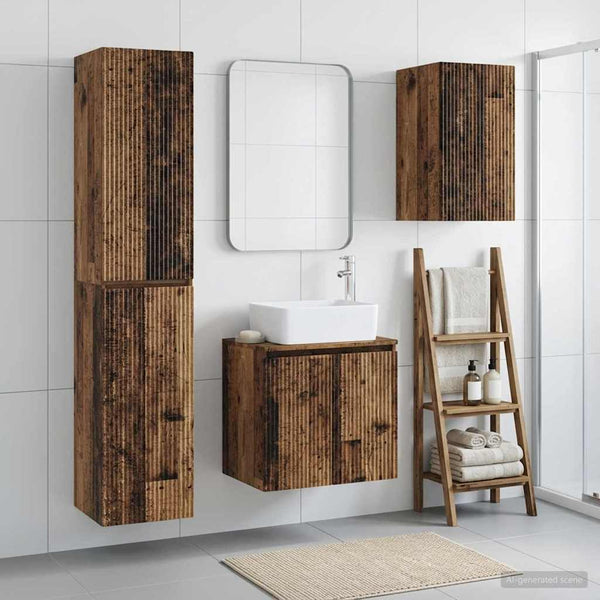 Kylpyhuonekalustesetti 3 kpl Vanha puu 33 x 34,5 x 160 cm