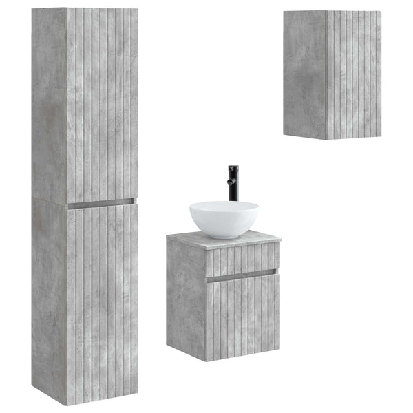 Kylpyhuonekalustesetti 3 kpl Betoninharmaa 33 x 34,5 x 160 cm