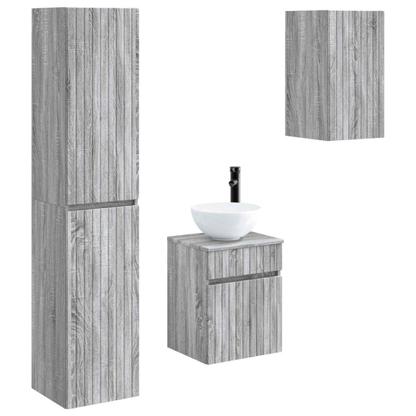 Kylpyhuonekalustesetti 3 kpl Harmaa Sonoma 33 x 34,5 x 160 cm