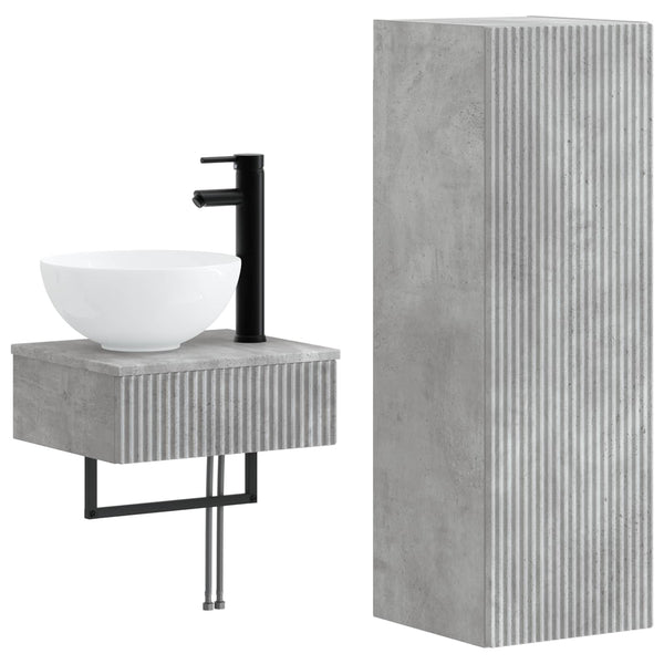 Kylpyhuonekalustesetti 2 kpl Betoninharmaa 33 x 34,5 x 100 cm