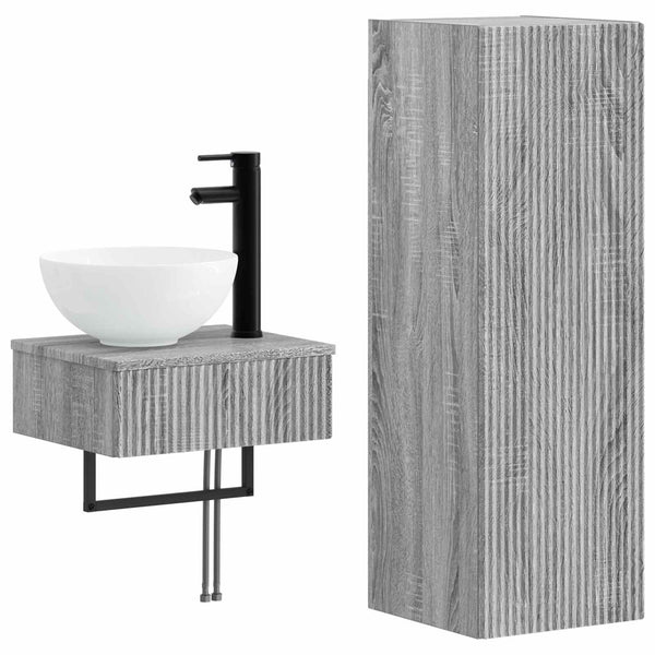 Kylpyhuonekalustesetti 2 kpl Harmaa Sonoma 33 x 34,5 x 100 cm