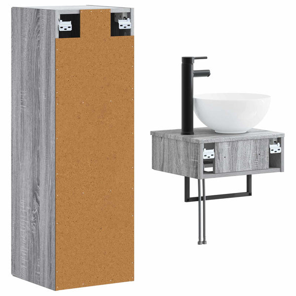 Kylpyhuonekalustesetti 2 kpl Harmaa Sonoma 33 x 34,5 x 100 cm