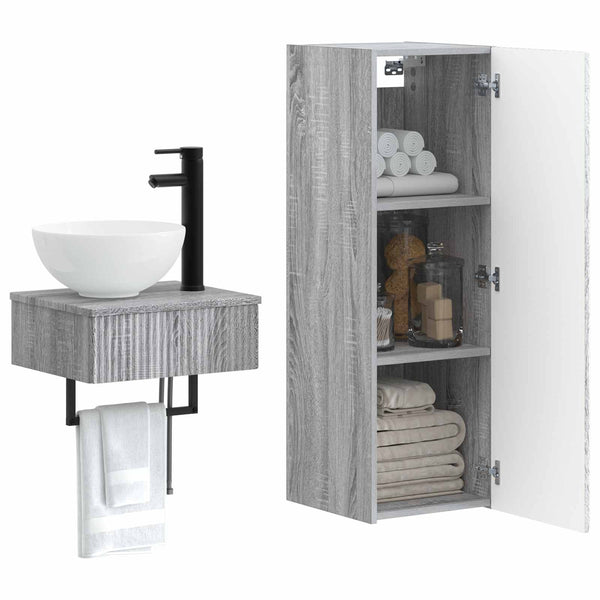 Kylpyhuonekalustesetti 2 kpl Harmaa Sonoma 33 x 34,5 x 100 cm