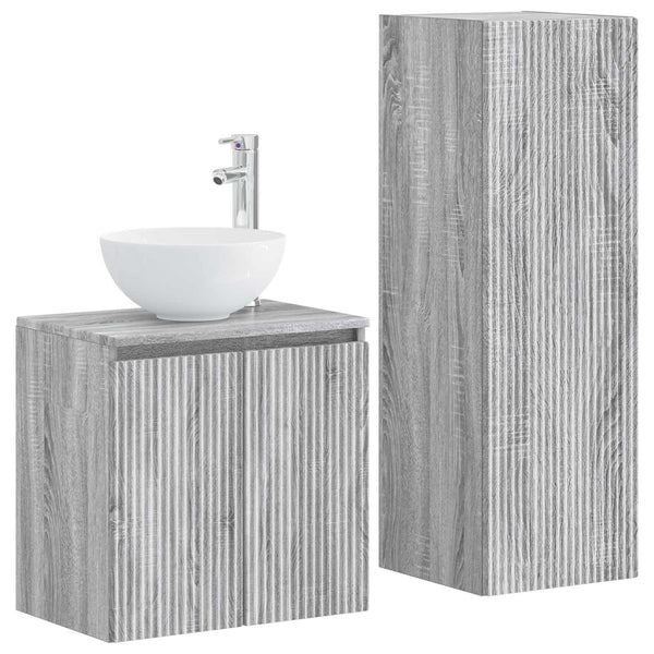 Kylpyhuonekalustesetti 2 kpl Harmaa Sonoma 33 x 34,5 x 100 cm