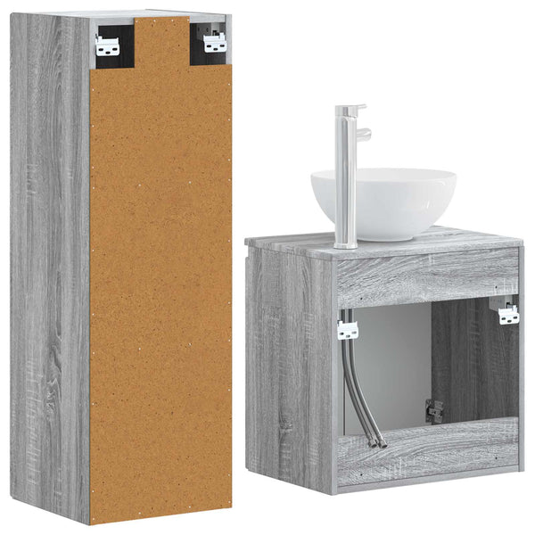 Kylpyhuonekalustesetti 2 kpl Harmaa Sonoma 33 x 34,5 x 100 cm