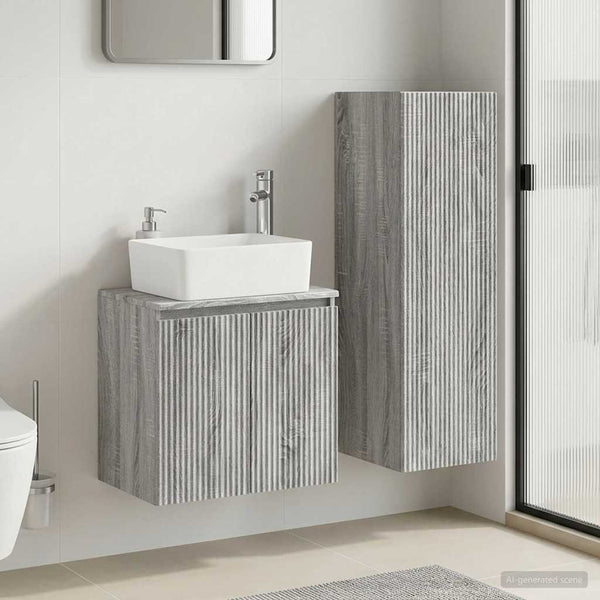 Kylpyhuonekalustesetti 2 kpl Harmaa Sonoma 33 x 34,5 x 100 cm