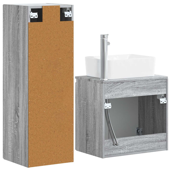 Kylpyhuonekalustesetti 2 kpl Harmaa Sonoma 33 x 34,5 x 100 cm