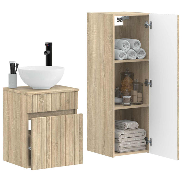 Kylpyhuonekalustesetti 2 kpl Sonoma-tammi 33 x 34,5 x 100 cm