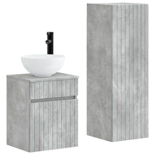 Kylpyhuonekalustesetti 2 kpl Betoninharmaa 33 x 34,5 x 100 cm