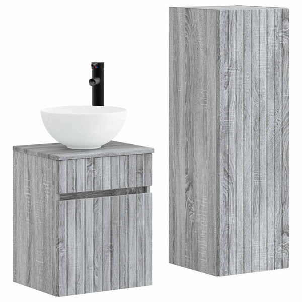 Kylpyhuonekalustesetti 2 kpl Harmaa Sonoma 33 x 34,5 x 100 cm