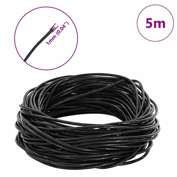 Nahkanyöri 1 Musta Ø1 mm x 5 m Nahka