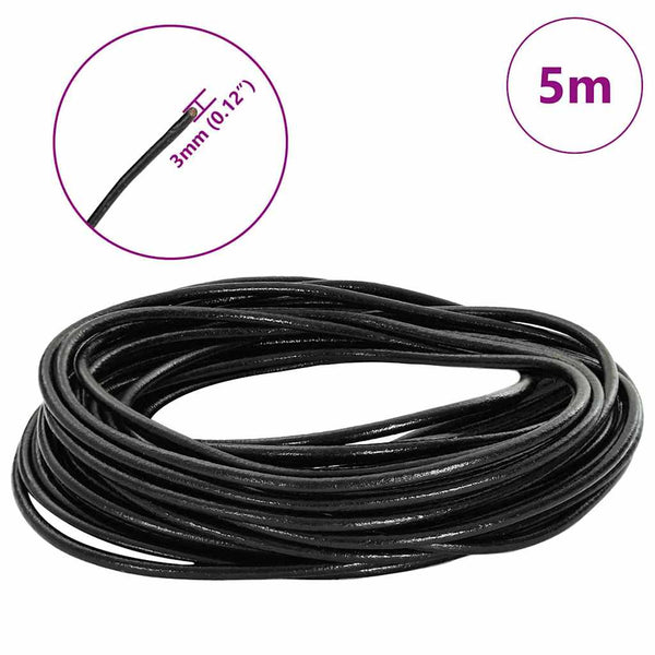 Nahkanyöri 1 Musta Ø3 mm x 5 m Nahka