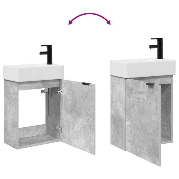 Kylpyhuoneen kaappi hanalla Betoninharmaa 45,5 x 22,5 x 84 cm